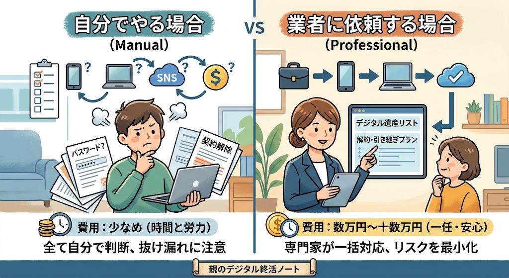 デジタル遺品整理業者に依頼すべき?費用相場と失敗しない選び方